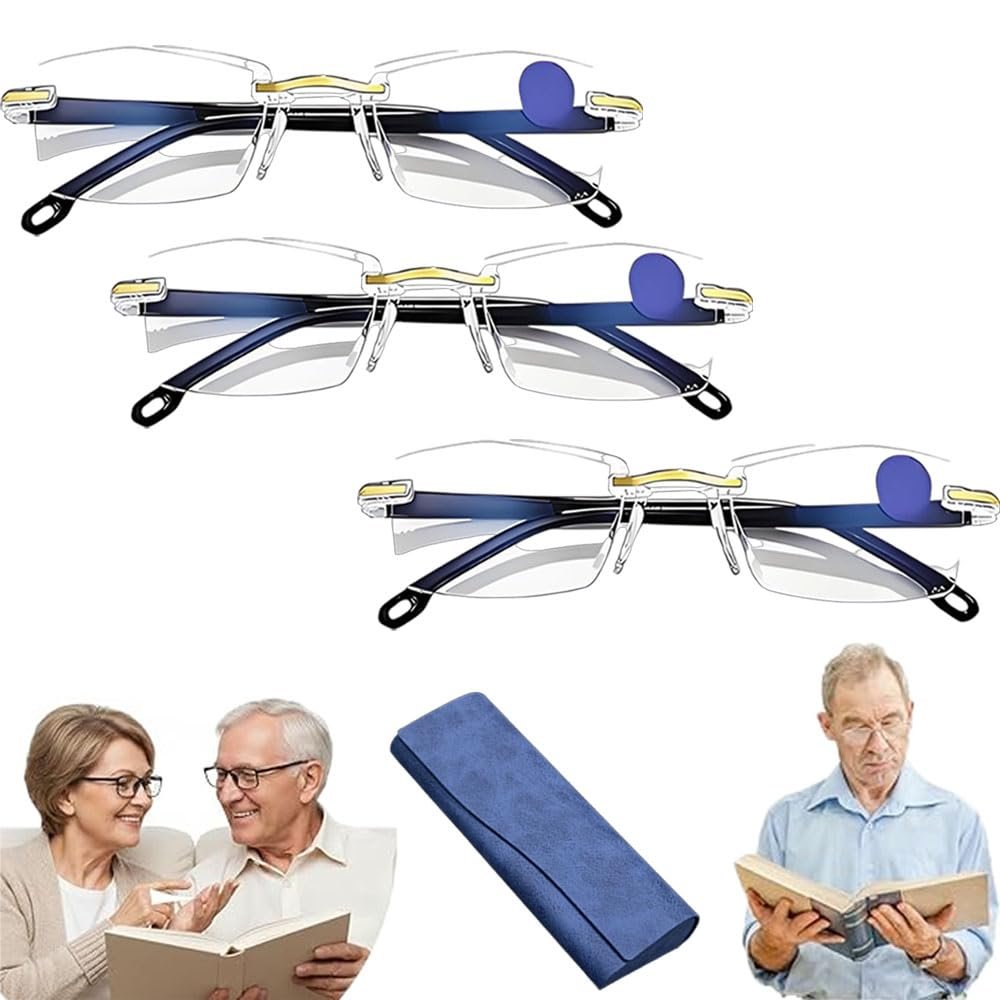 2026 New Auto Focus Glasses Self Adjusting, Intelligent Dual Focus Glasses for Women, Clarity Blue Glassess (3Pcs*Gold)