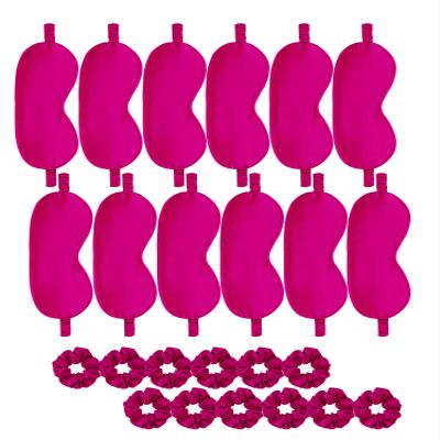 24Pcs Satin Eye Mask Silk Sleep Masks Silky Eyes Cover Blackout Blindfold Eyeshade Scrunchies Hair Ties Travel Wedding Gift