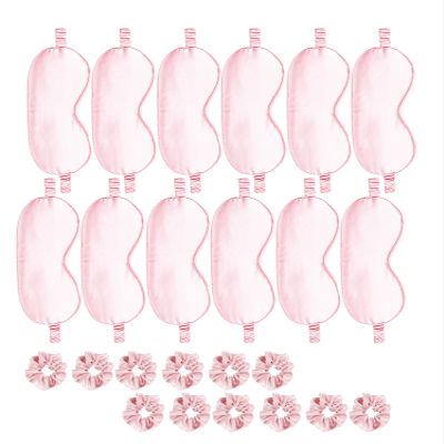 24Pcs Satin Eye Mask Silk Sleep Masks Silky Eyes Cover Blackout Blindfold Eyeshade Scrunchies Hair Ties Travel Wedding Gift