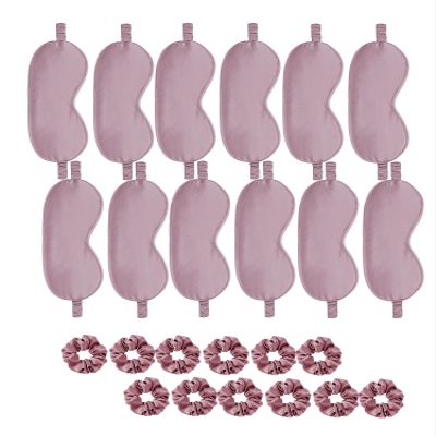 24Pcs Satin Eye Mask Silk Sleep Masks Silky Eyes Cover Blackout Blindfold Eyeshade Scrunchies Hair Ties Travel Wedding Gift