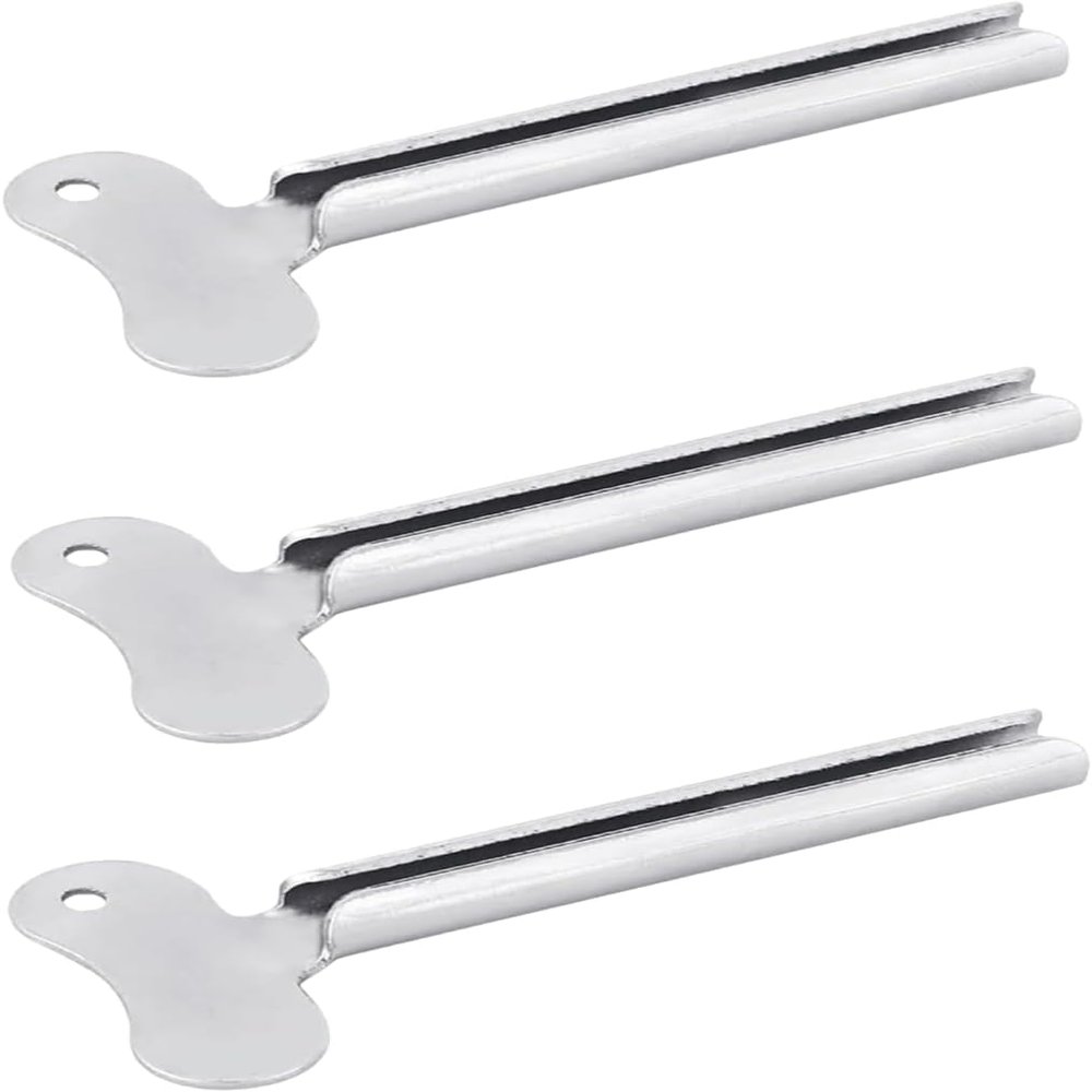 3 Pcs Silvery Metal Tube Squeezer Keys, Toothpaste Metal Hair Dye Color Key Roller Dispenser Tool Durable Processingl, Daily Living Tube Squeezing Aids