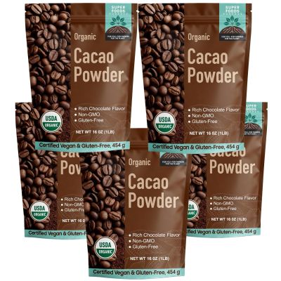 452g/5pack, (5 Lbs - 80 Oz), Single-Origin Organic Cacao Powder 16oz | Small-Batch, Premium Dark Cocoa | Unsweetened for Gourmet Baking & Artisan Drinks