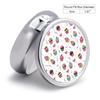 VAFZASC Round 3 Compartment Pill Organizer Sunmmer Colorful Ice Cream Cake, Cute Metal Pill Case with Mirror for Purse Pocket view 2