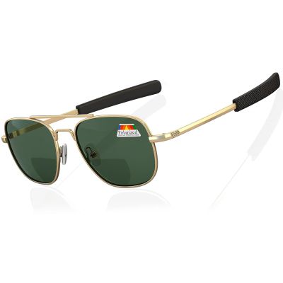 LianSan Polarized Bifocal Sunglasses Men Women, Aviator Metal Sun Readers UV400 Anti-Glare Driving Fishing Golf(Gold,3.0x)