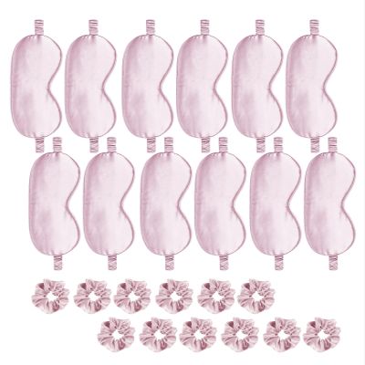 24Pcs Satin Eye Mask Silk Sleep Masks Silky Eyes Cover Blackout Blindfold Eyeshade Scrunchies Hair Ties Travel Wedding Gift