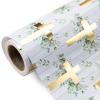 WRAPAHOLIC Cross Wrapping Paper Roll - Mini Roll - 17 Inch x 16.5 Feet - Elegant Gold Foil Cross and Eucalyptus Greenery Wrapping Paper for Easter, Baptism, Confirmation, First Communion, Spring view 1