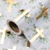 WRAPAHOLIC Cross Wrapping Paper Roll - Mini Roll - 17 Inch x 16.5 Feet - Elegant Gold Foil Cross and Eucalyptus Greenery Wrapping Paper for Easter, Baptism, Confirmation, First Communion, Spring view 2