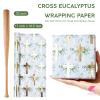 WRAPAHOLIC Cross Wrapping Paper Roll - Mini Roll - 17 Inch x 16.5 Feet - Elegant Gold Foil Cross and Eucalyptus Greenery Wrapping Paper for Easter, Baptism, Confirmation, First Communion, Spring view 4
