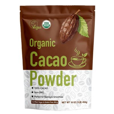 452g(1 lbs),100% Pure USDA Organic Cocoa Powder 16oz - Unsweetened, Non-GMO, Non-Alkalized Cacao for Baking & Healthy Drinks