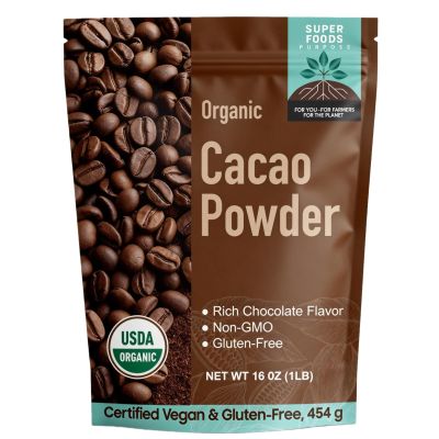 452g(1 lbs),USDA Organic & Non-GMO Verified Cacao Powder 16oz | 100% Pure, Unsweetened, Non-Alkalized | Zero Additives, Vegan, Keto & Paleo Friendly