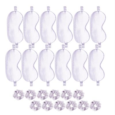 24Pcs Satin Eye Mask Silk Sleep Masks Silky Eyes Cover Blackout Blindfold Eyeshade Scrunchies Hair Ties Travel Wedding Gift
