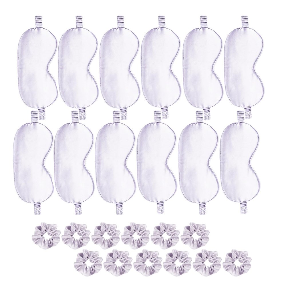 24Pcs Satin Eye Mask Silk Sleep Masks Silky Eyes Cover Blackout Blindfold Eyeshade Scrunchies Hair Ties Travel Wedding Gift
