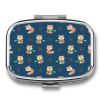 VAFZASC Purse Pocket Pill Box Cute Fox Christmas 2 Compartment, Cute Metal Pill Case with Mirror for Travel Vitamin Fish Oil view 1