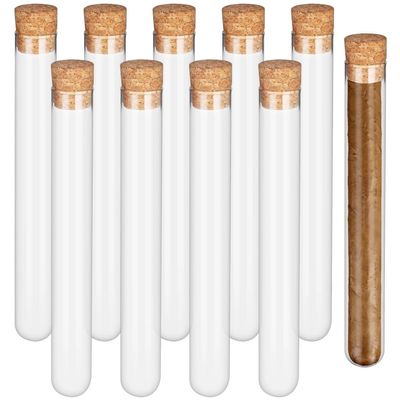 10 Pcs Cigar Tubes, 1.1Oz Test Glass Tubes with Corks, 0.795.91 Storage Transparent Containers for Bath Salt, Candies, Liquid, Nice Seal Vials for Scientific Experiments, Party Favors