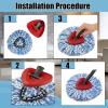 6PCS Spin Mop Replacement Heads,with Only Fit for RinseClean 2-Tank System,Machine Washable & Easy to Replace.Including 4 Spin mop Replacement Heads, 2 Brush Head view 4