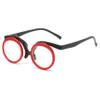 ALKAHE Round Makeup Reading Glasses with 90 Rotatable Women Men Flip up Cover Lens HD Reader Spring Hinges Eyeglasses Red Glasses 3.5 view 1