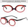 ALKAHE Round Makeup Reading Glasses with 90 Rotatable Women Men Flip up Cover Lens HD Reader Spring Hinges Eyeglasses Red Glasses 3.5 view 3
