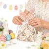 10 Pcs Easter Velvet Bunny Gift Bags with Drawstring, Easter Treat Bags Cute Rabbit Ear Candy Goodie Reusable Party Favors for Birthday Party Egg Hunt Stuffer Basket Holiday Decoration (A 5PCS) view 3