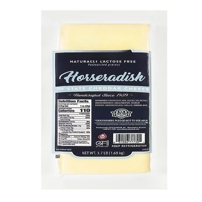 Horseradish NY State Cheddar Cheese, No artificial preservatives, colors or flavors, No fillers or extenders, Gluten free, Fully cooked [ 32 oz, 2 pound ]