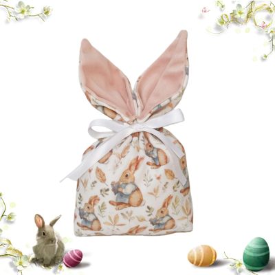 10 Pcs Easter Velvet Bunny Gift Bags with Drawstring, Easter Velvet Bunny Gift Bags, Cute Rabbit Ear Candy Goodie Reusable Party Favors (#A 10PC)