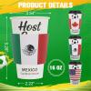 16 oz White Disposable Soccer Party Paper Cups Mexico (World Host #2) 24 Sets, To-Go Cups with Straws Lids Sleeves for Cold Drink/Hot Beverage, Compostable Water-Based Coating, Soccer Theme Supplies view 3