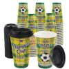 16 oz Disposable Soccer Party Paper Cups with Lids Italy (World Champion #2) 120 Sets, To-Go Cups for Cold Drink/Hot Beverage, 100% Compostable Water-Based Coating, Football Theme Party Supplies view 1