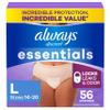 Always Discreet Essentials Adult Diapers for Women, Postpartum Essentials, Disposable Briefs, Unscented Incontinence Underwear Bladder Leak Protection, Size L, 56 Count view 1