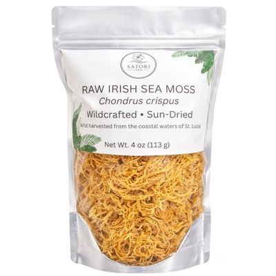 Satori Sea Raw Irish Sea Moss 4 oz Wildcrafted & Sun-Dried Harvested in St. Lucia Dried Whole Chondrus Crispus