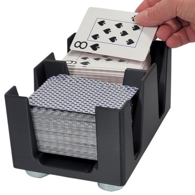 Gliding 6 Deck Playing Card Tray: Heavy Duty Nylon Rollers Help it Slide Across Surfaces for Card Games that use 2-6 Decks of Playing Cards (6 Deck, Black)