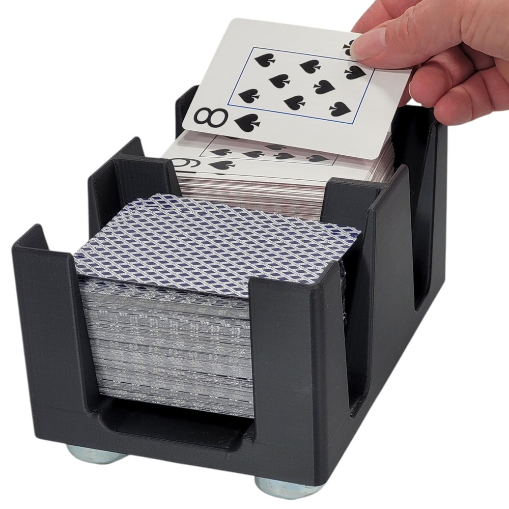 Gliding 6 Deck Playing Card Tray: Heavy Duty Nylon Rollers Help it Slide Across Surfaces for Card Games that use 2-6 Decks of Playing Cards (6 Deck, Black)
