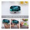 Glass Octopus Pill Organizer with Mirror 2 Compartments Waterproof Pill Case for Purse Pocket Non-Slip Grip Travel Medicine Organizer Container Box for Vitamin Fish Oil Supplement view 4
