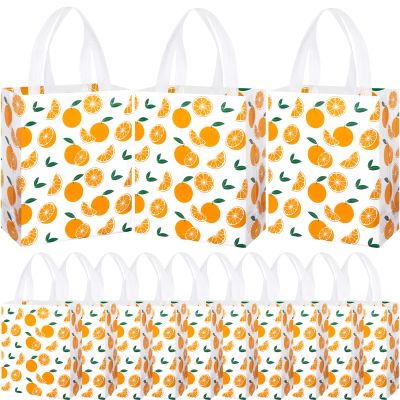 Supervitae 24 Pack Cutie Gift Bags Medium Goodie Orange Citrus Party Favor Bags Reusable Non Woven Totes for Fruit Birthday Wedding Baby Shower Party Family Holiday Travel(9.8" x 7.9" x 3.9")