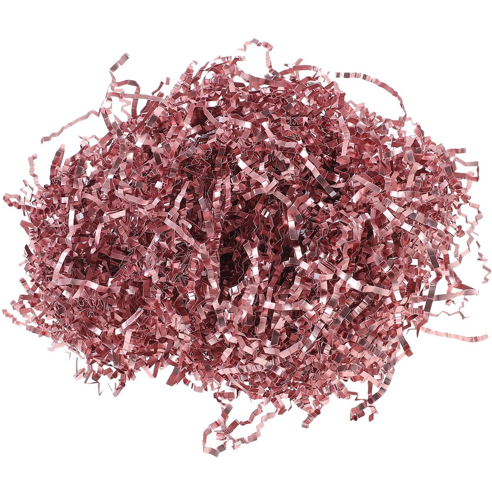 BELLIFFY Colored Crinkle Raffia Paper Shreds 100g Pack, Double-sided Rose Gold Shredded Paper Filler for Basket, Box, and Packaging, DIY Party Supply and Shipping Cushion