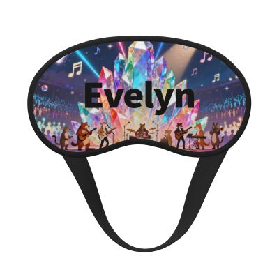 Personalized Animal Rock Band Sleep Mask with Custom Name for Girls Kids - Soft Concert Theme Blackout Eye Mask for Travel, Naps, and Bedtime