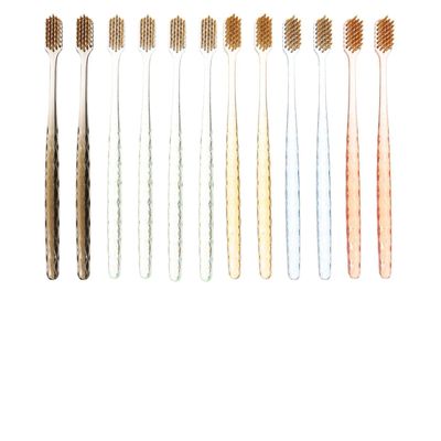 ARTIBETTER 12pcs Soft Bristle Toothbrushes with Wide Head, Lightweight Crystal Handle Manual Toothbrushes for Household and Travel Use, Ergonomic Design for Adults