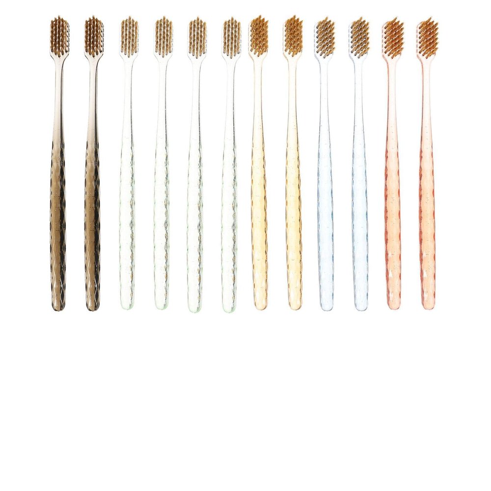 ARTIBETTER 12pcs Soft Bristle Toothbrushes with Wide Head, Lightweight Crystal Handle Manual Toothbrushes for Household and Travel Use, Ergonomic Design for Adults