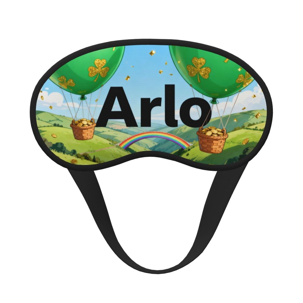 Personalized St. Patrick's Day Sleep Mask with Custom Name - Lucky Shamrock Irish Eye Mask for Kids and Adults - Soft Adjustable Blindfold for Travel and Napping
