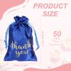 PATIKIL Thank You Satin Gift Bags, (4 x 6 Inch, Blue) (50Pcs), Satin Drawstring Favor Bags Gift Pouches with Drawstrings, Suit for - Wedding/Festival/Birthday/Celebration view 2