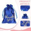 PATIKIL Thank You Satin Gift Bags, (4 x 6 Inch, Blue) (50Pcs), Satin Drawstring Favor Bags Gift Pouches with Drawstrings, Suit for - Wedding/Festival/Birthday/Celebration view 3
