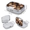 Shelties Dog Pill Organizer with Mirror 2 Compartments Waterproof Pill Case for Purse Pocket Non-Slip Grip Travel Medicine Organizer Container Box for Vitamin Fish Oil Supplement view 2