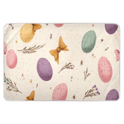 CuwrYet Waterproof Bed Pad Reusable Changing Pad Toddler Mattress Protector Large Pee Pad Baby Diaper Pad Soft Washable Liner Beige Easter Eggs Branches