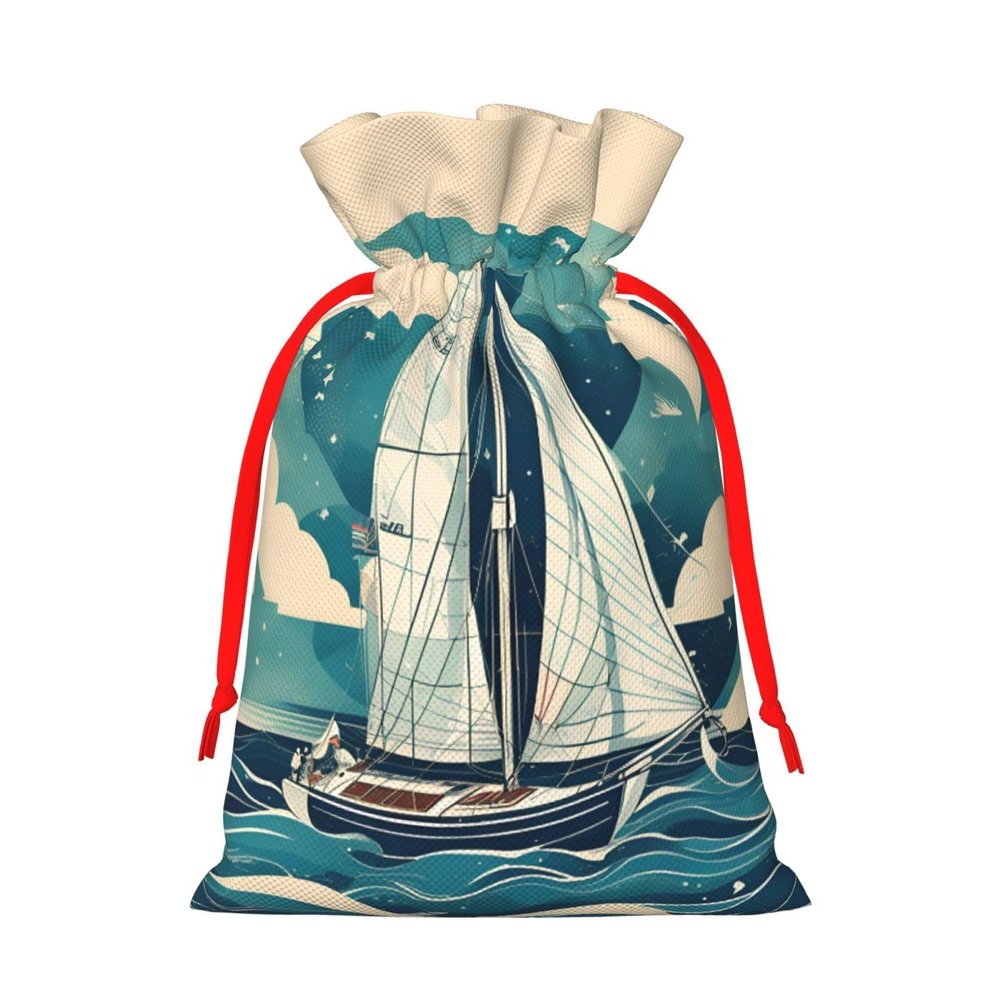 YYEPJKHMA Drawstring Pouch Ocean Sailboat Print Gift Wrapping Bags For Xmas Birthday 4.7 X 6.9 Inches Small