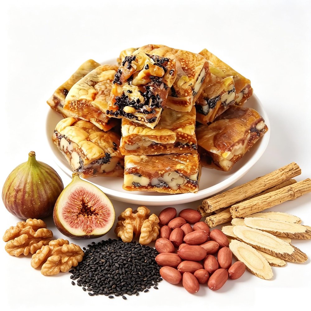 Astragalus Codonopsis Fig Pie with Walnut, Black Sesame & Mulberry, Ready to Eat Individual Packaging, Nutritious Healthy Snacks, Crispy Outside & Glutinous Inside. (259g)