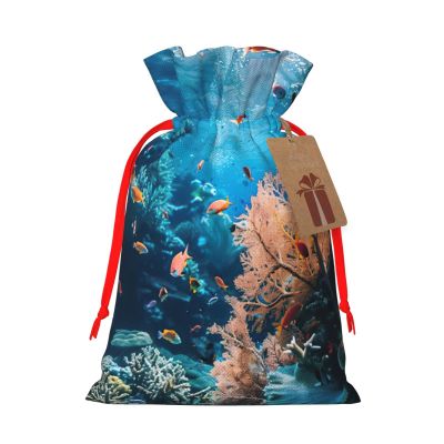 YYEPJKHMA Drawstring Pouch Coral Reef Print Gift Wrapping Bags For Xmas Birthday 4.7 X 6.9 Inches Small