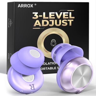 ARROX Ear Plugs Professional Hearing Protection for Concerts & Festivals, Live Events, Musicians, Sports, DJs 45 dB Noise Reduction Earplugs,4 Ear Tip Sizes