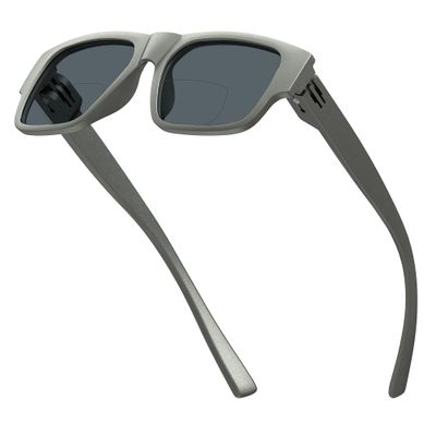 Eyekepper Bifocal Sunglasses for Women Men 3.25, Grey Square Frame