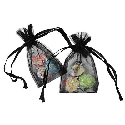 MOOCA 144 Pcs Organza Drawstring Bags, Small Business Jewelry Bag, Wedding Party Favors Pouch, Treat Gift Bags, Black Color, 1.7" W x 2" H
