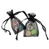 MOOCA 144 Pcs Organza Drawstring Bags, Small Business Jewelry Bag, Wedding Party Favors Pouch, Treat Gift Bags, Black Color, 1.7" W x 2" H view 1