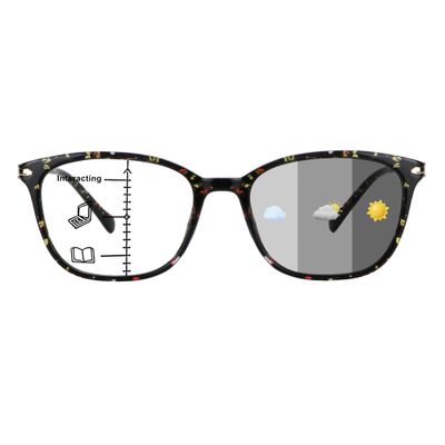 1Pair VisionGlobal Portable Progressive Multifocal Glasses, Photochromic Gray Sunglasses for Unisex Floral,+1.00/+4.00Magnification