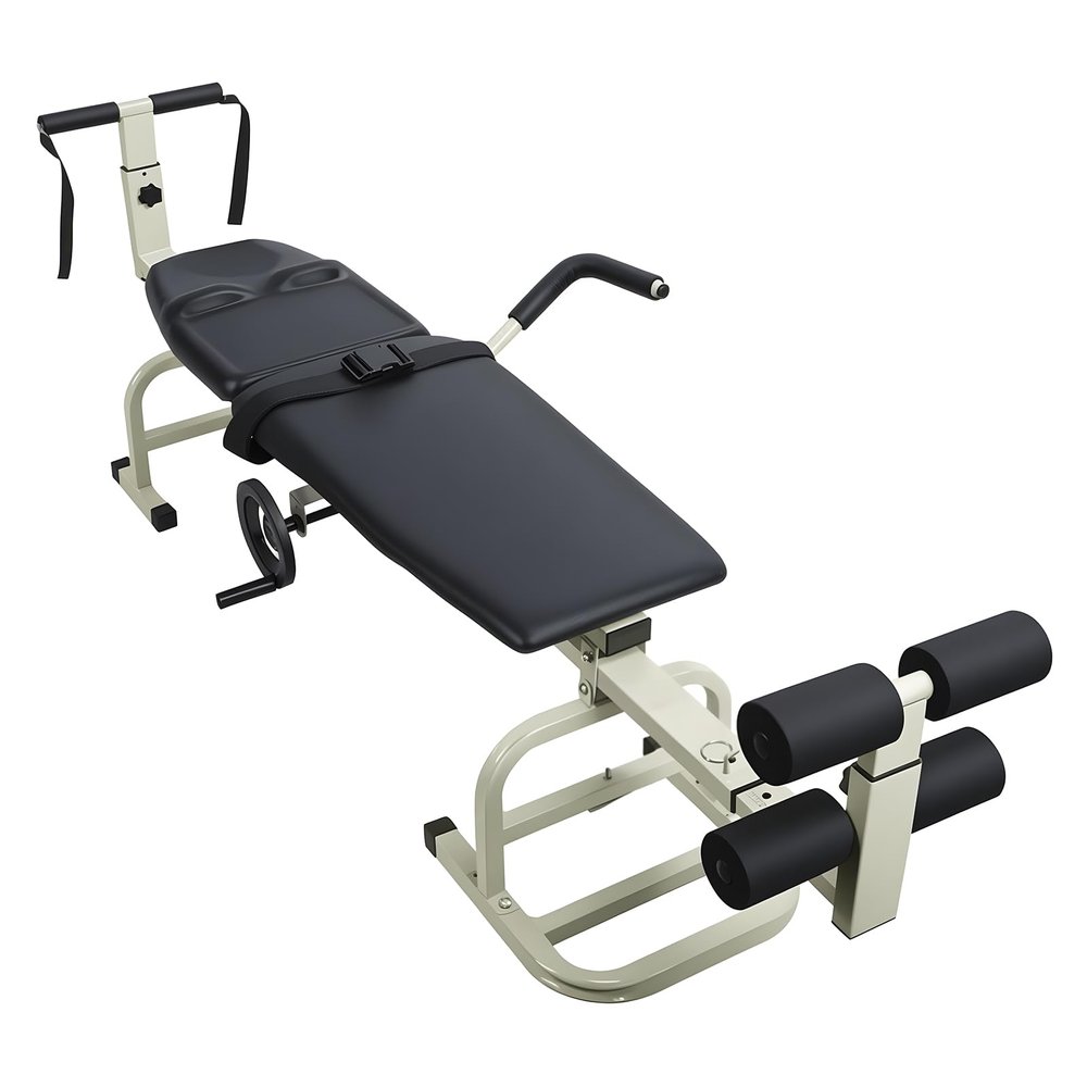 Wofiwbu Lumbar Traction Device for Spine Correction, 330LBS Capacity Back Stretcher with Adjustable Handwheel, Full Body Traction Bench for Neck Shoulder Waist Leg Pain Relief for Home Office Green